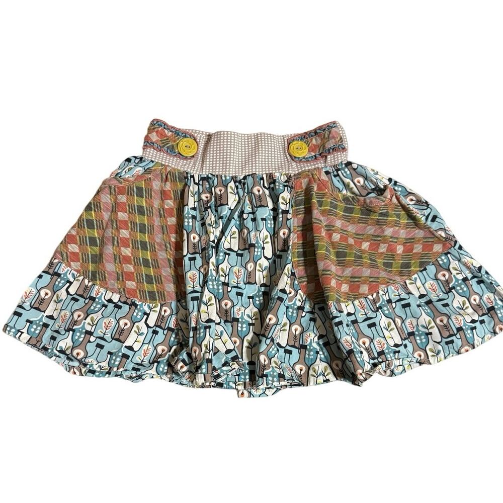 Matilda Jane You & Me Modern Art Gabby Blue Grey Twirl Skirt Size‎ 4